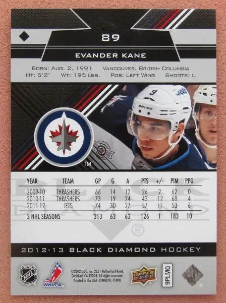 НХЛ Эвандер Кейн Виннипег Джетс № 89 1