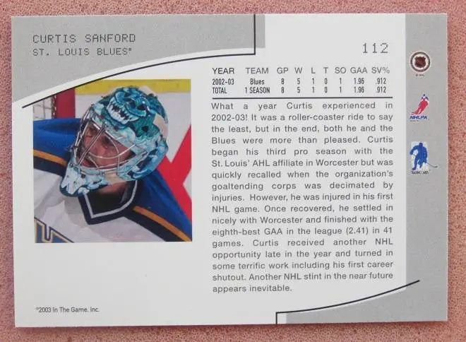 НХЛ Кёртис Сэнфорд Сент-Луис Блюз № 112 1