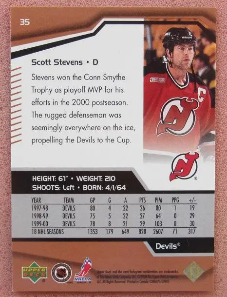 НХЛ Скотт Стивенс Нью-Джерси Дэвилз № 35 1
