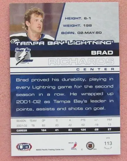 НХЛ Брэд Ричардс Тампа Бэй Лайтнинг Казань № 113 1