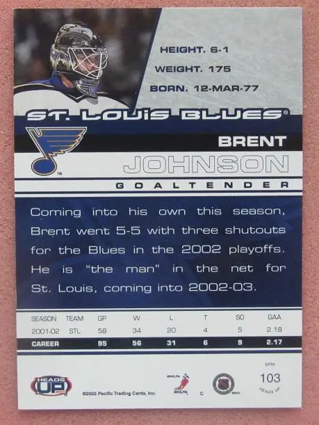 НХЛ Брент Джонсон Сент-Луис Блюз № 103 1