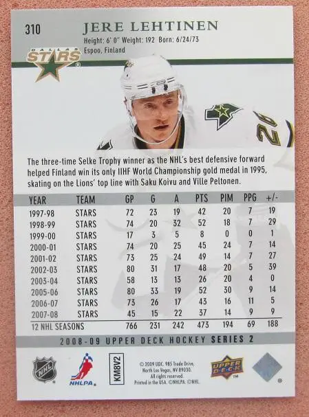 НХЛ Йере Лехтинен Даллас Старз № 310 1