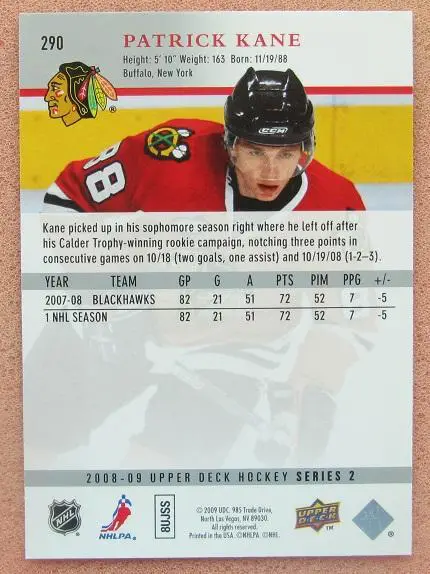 НХЛ Патрик Кейн Чикаго Блэкхокс № 290 1