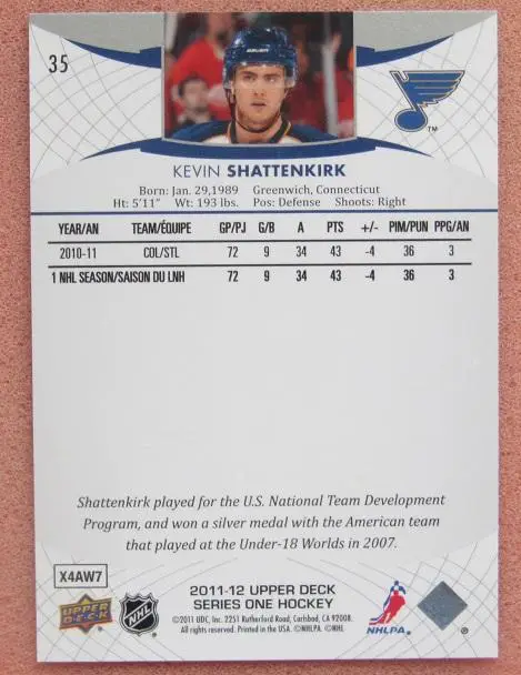 НХЛ Кевин Шаттенкирк Сент-Луис Блюз № 35 1