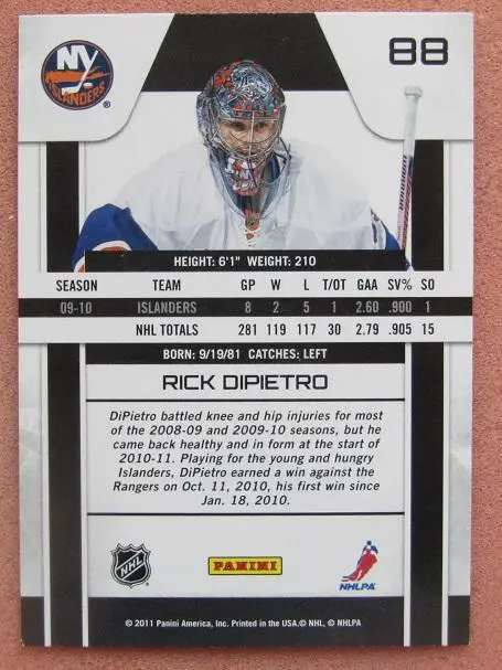 НХЛ Рик Дипьетро Нью-Йорк Айлендерс № 88 1