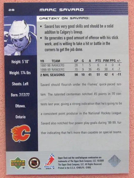 НХЛ Марк Савар Калгари Флэймз № 28 1