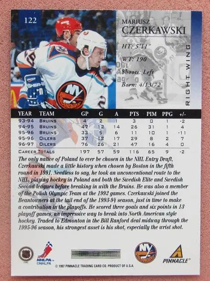 НХЛ Мариуш Черкавски Нью-Йорк Айлендерс № 122 1