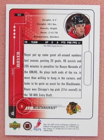 НХЛ Рем Бойер Чикаго Блэкхокс № 50 1