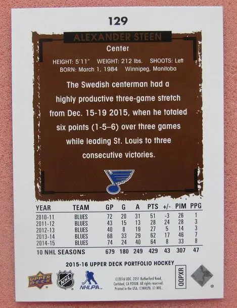 НХЛ Александр Стин Сент-Луис Блюз № 129 1