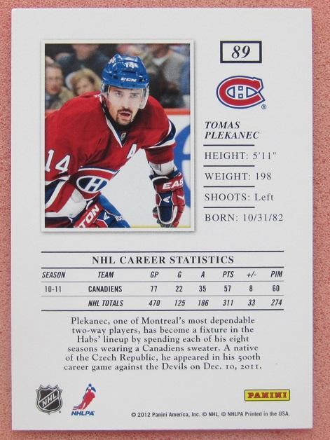 НХЛ Томаш Плеканец Монреаль Канадиенс № 89 1