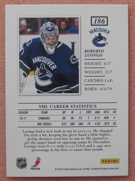 НХЛ Роберто Луонго Ванкувер Кэнакс № 186 1