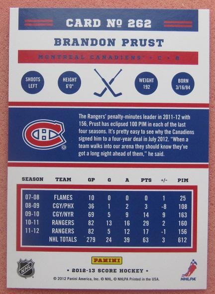НХЛ Брэндон Праст Нью-Йорк Рейнджерс № 262 1