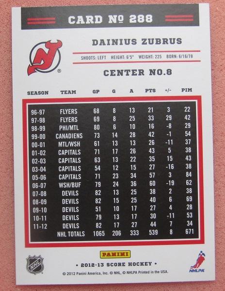 НХЛ Дайнюс Зубрус Нью-Джерси Дэвилз Тольятти № 288 1