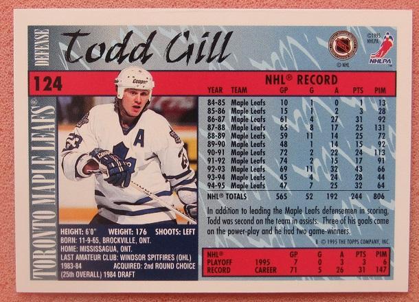 НХЛ Тодд Гилл Торонто Мэйпл Лифс № 124 1