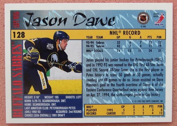 НХЛ Джейсон Дэйв Баффало Сейбрз № 128 1