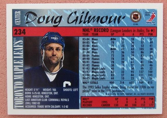 НХЛ Дуг Гилмор Торонто Мэйпл Лифс № 234 1