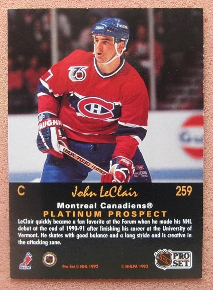 НХЛ Джон Леклер Монреаль Канадиенс № 259 1