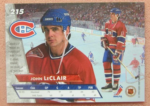 НХЛ Джон Леклер Монреаль Канадиенс № 215 1