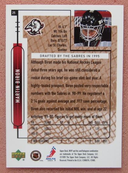 НХЛ Мартин Бирон Баффало Сейбрз № 25 1
