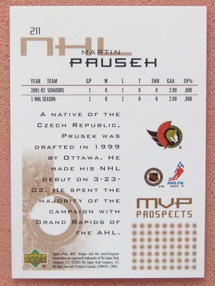 НХЛ Мартин Прусек Оттава Сенаторз № 211 1