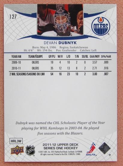 НХЛ Деван Дубник Эдмонтон Ойлерз № 127 1