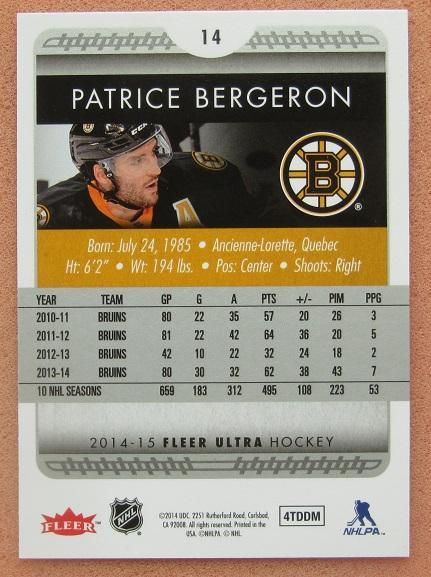 НХЛ Патрис Бержерон Бостон Брюинз № 14 1