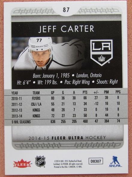 НХЛ Джефф Картер Лос-Анжелес Кингз № 87 1