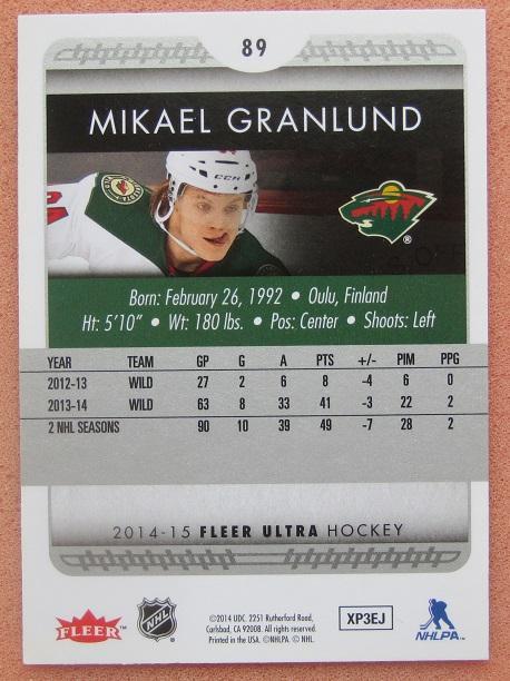 НХЛ Микаэль Гранлунд Миннесота Уайлд № 89 1