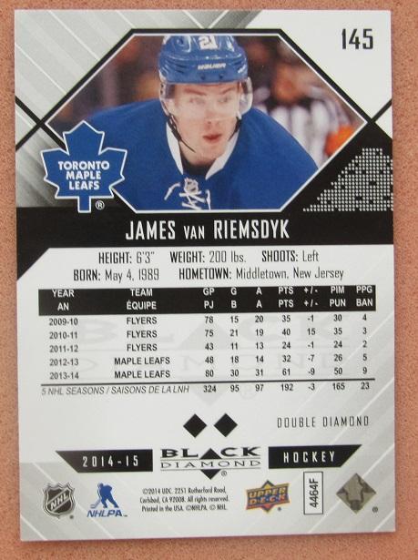 НХЛ Джеймс Ван Римсдайк Торонто Мэйпл Лифс № 145 1