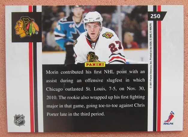 НХЛ Джереми Морин Чикаго Блэкхокс № 250 1