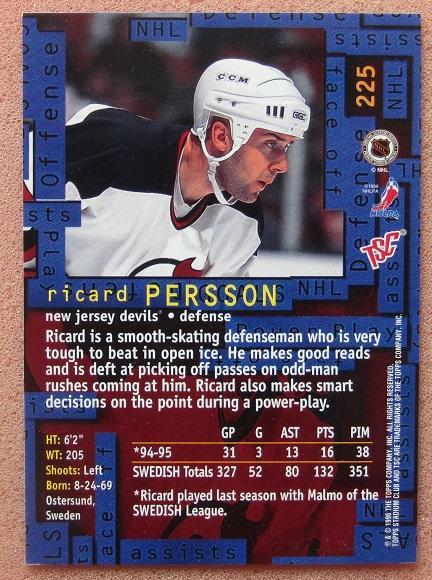 НХЛ Рикард Перссон Нью-Джерси Дэвилз № 225 1