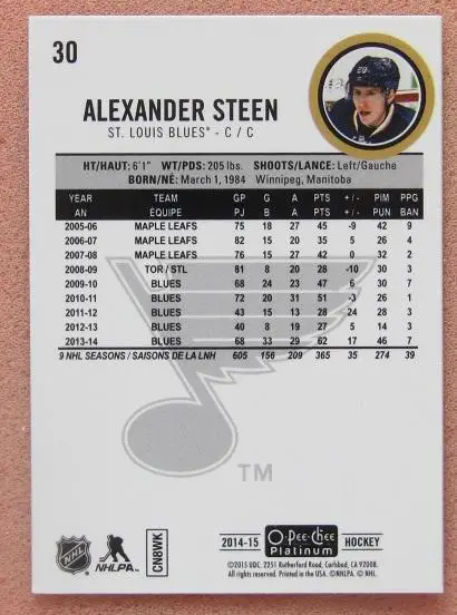 НХЛ Александр Стин Сент-Луис Блюз № 30 1