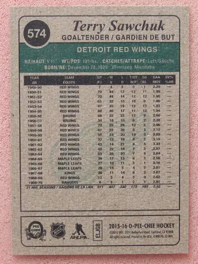 НХЛ Терри Савчук Детройт Ред Уингз № 574 1