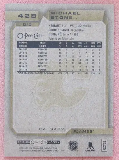 НХЛ Майкл Стоун Калгари Флэймз № 428 1