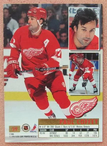 НХЛ Пол Коффи Детройт Ред Уингз № 59 1