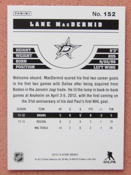 НХЛ Лэйн Макдермид Даллас Старз № 152 1