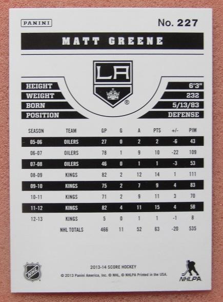 НХЛ Мэтт Грин Лос-Анжелес Кингз № 227 1