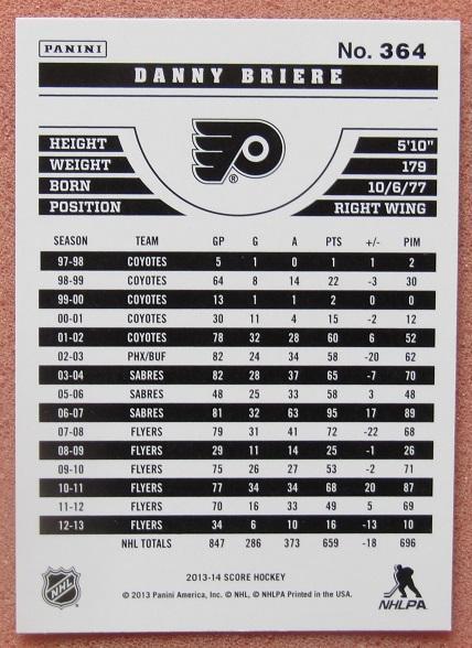 НХЛ Даниэль Бриер Филадельфия Флайерз № 364 1