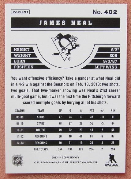 НХЛ Джеймс Нил Питтсбург Пингвинз № 402 1