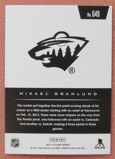 НХЛ Микаэль Гранлунд Миннесота Уайлд № 649 1