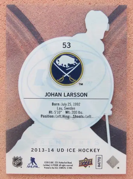 НХЛ Юхан Ларссон Баффало Сейбрз № 53 1