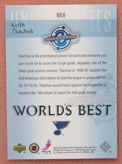 НХЛ Кит Ткачук Сент-Луис Блюз № WB30 1