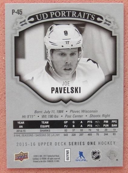 НХЛ Джо Павелски Сан-Хосе Шаркс № P45 1