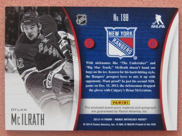 НХЛ Дилан Макилрат Нью-Йорк Рейнджерс № 198 автограф джерси 1