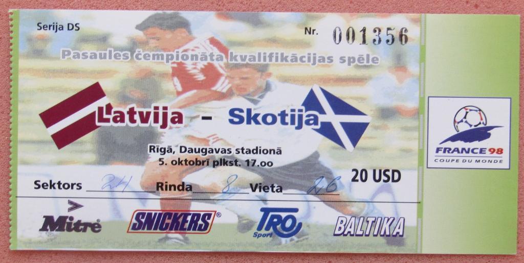 Латвия - Шотландия 05.10.1996 цв