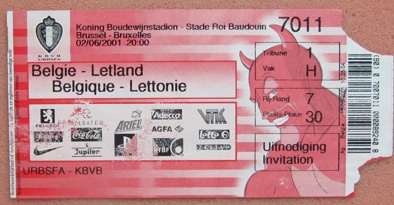Бельгия - Латвия 02.06.2001