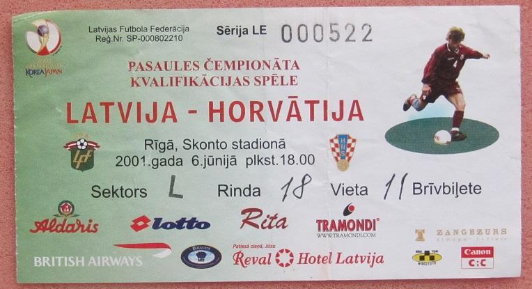 Латвия - Хорватия 06.06.2001
