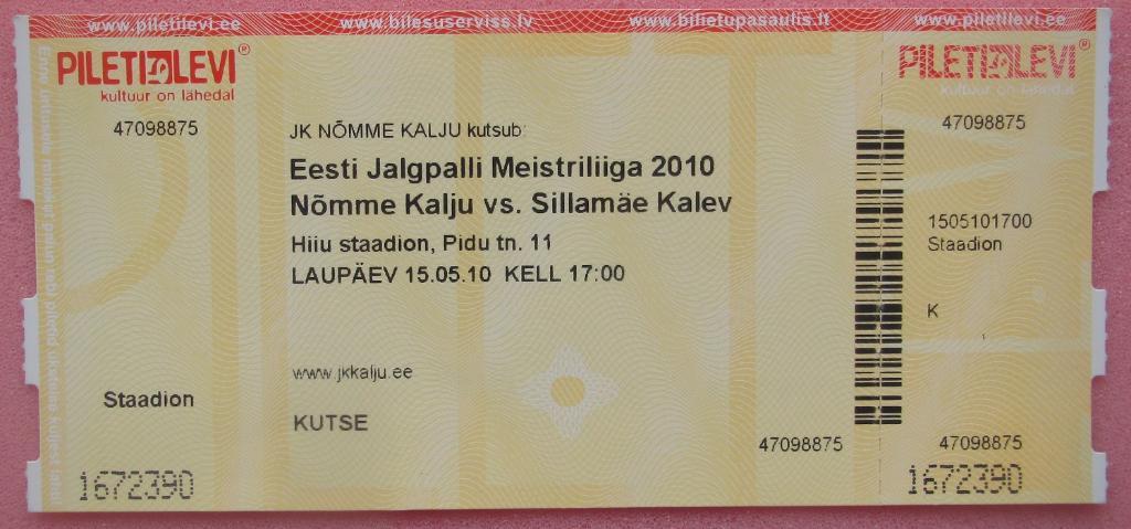 Нымме Калью Таллинн - Калев Силламаэ Эстония 15.05.2010 чемпионат Эстонии