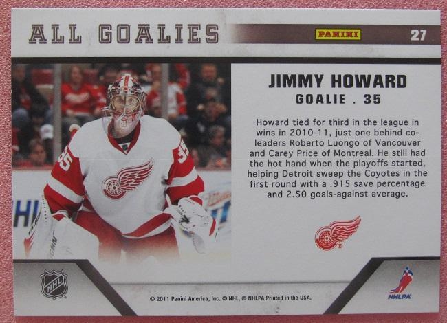 НХЛ Джимми Ховард Детройт Ред Уингз № 27 ин 1