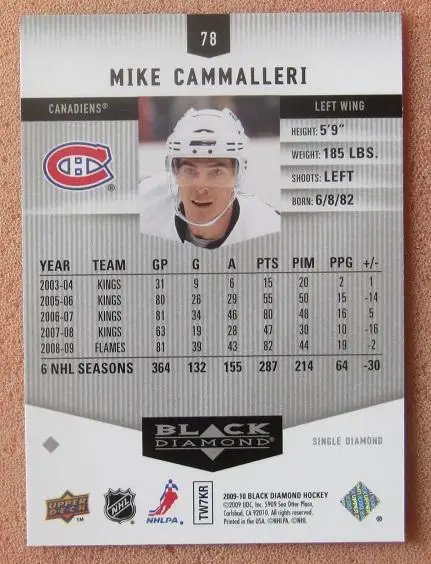 НХЛ Майк Каммаллери Монреаль Канадиенс № 78 1